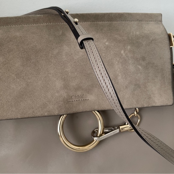 Chloe calfskin suede medium Faye shoulder bag Grey* authentic excellent conditio - Picture 8 of 14